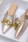 Amozae-Pointed Toe Chain Loafer Slides