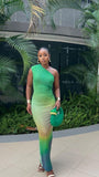 Amozae-nye outfits back to school dress  Gradient One-Shoulder Mesh Maxi Dress
