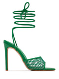 Amozae-Square Toe Mesh Lace Up Heel