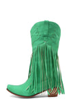 Amozae-Fringe Pointed Toe Knee High Boots