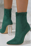 Amozae-Crystal Heel Stretch Mid Calf Skinny Boots