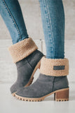 Amozae-Furry Solid Chunky Ankle Boots