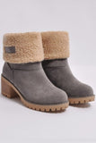 Amozae-Furry Solid Chunky Ankle Boots