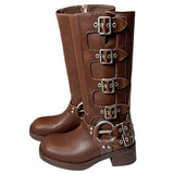 Amozae-back to school outfits Grunge Sleaze Buckle Boots