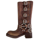 Amozae-back to school outfits Grunge Sleaze Buckle Boots