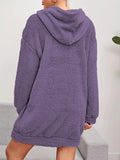 Amozae-nye outfits back to school dress  Hooded Teddy Long Sleeve Robe Dress