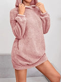 Amozae-nye outfits back to school dress  Hooded Teddy Long Sleeve Robe Dress