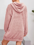 Amozae-nye outfits back to school dress  Hooded Teddy Long Sleeve Robe Dress