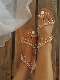 Amozae-Pearl Bling Flat Sandals