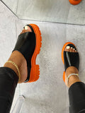 Amozae-Color Block Chunky Heel Sandals