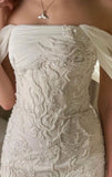 Amozae-nye outfits back to school dress  Ivory Off-Shoulder Corset Embroidered Maxi Dress