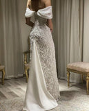 Amozae-nye outfits back to school dress  Ivory Off-Shoulder Corset Embroidered Maxi Dress