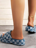Amozae-Checkerboard Raw Trim Denim Sandal