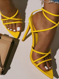 Amozae-Pointed Toe Stiletto Heel Sandals