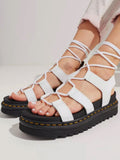 Amozae-Criss Cross Leather Flats Sandals