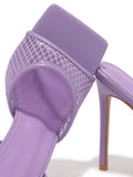 Amozae-Square Toe Mesh Lace Up Heel