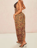 Amozae-nye outfits back to school dress  Leopard Print Lace Maxi Dress