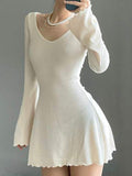Amozae-nye outfits back to school dress  Lettuce Edge Flared Dress