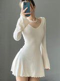 Amozae-nye outfits back to school dress  Lettuce Edge Flared Dress