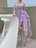 Amozae-nye outfits back to school dress  Lilac Ruffles Assymetric Flower Mini Dress (PRE-ORDER)