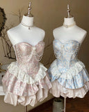 Amozae-nye outfits back to school dress  Lolita Pearl Chain Layered Tube Mini Dress