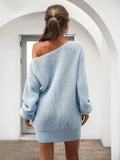 Amozae-nye outfits back to school dress  Loose Round Neck Solid Sweater Dress