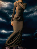 Amozae-nye outfits back to school dress  Halcyon Long Sleeve Slinky Maxi Dress