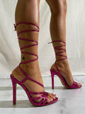 Amozae-Sparkle Ankle Wrap Strappy Heels