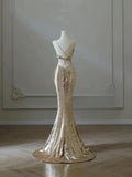 Amozae-nye outfits back to school dress  Metallic Gold Mermaid Dress
