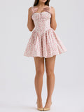 Amozae-nye outfits back to school dress  Natassia White Rosebud Print Cotton Mini Dress