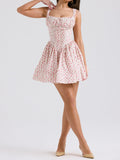 Amozae-nye outfits back to school dress  Natassia White Rosebud Print Cotton Mini Dress