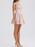 Amozae-nye outfits back to school dress  Natassia White Rosebud Print Cotton Mini Dress