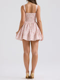 Amozae-nye outfits back to school dress  Natassia White Rosebud Print Cotton Mini Dress