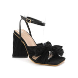 Amozae-Bow Decor Heeled Sandals