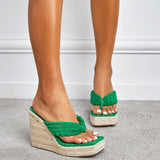 Amozae--Espadrille Wedge Thong Sandals