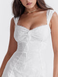 Amozae-nye outfits back to school dress  Odessa White Embroidered Mini Dress
