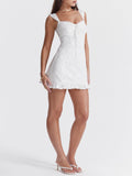 Amozae-nye outfits back to school dress  Odessa White Embroidered Mini Dress