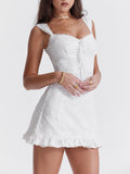 Amozae-nye outfits back to school dress  Odessa White Embroidered Mini Dress