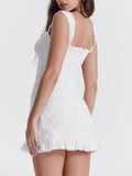 Amozae-nye outfits back to school dress  Odessa White Embroidered Mini Dress