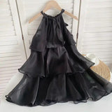 Amozae-nye outfits back to school dress  Organza Halterneck Layered Mini Dress