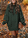 Amozae-nye outfits back to school dress  Oversized Cable Knit Sweater Dress