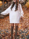 Amozae-nye outfits back to school dress  Oversized Cable Knit Sweater Dress