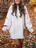 Amozae-nye outfits back to school dress  Oversized Cable Knit Sweater Dress