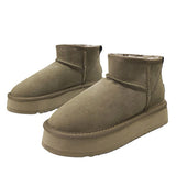 Amozae-back to school outfits Platform Sheepskin Boot