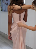 Amozae-nye outfits back to school dress  Pink Embellished Corset Draped Mesh Maxi Dress