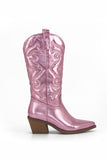 Amozae-Metallic Square Toe Knee High Cowboy Boots