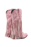 Amozae-Fringe Pointed Toe Knee High Boots