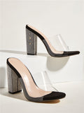 Amozae-Rhinestones Transparent Chunky Heel