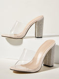 Amozae-Rhinestones Transparent Chunky Heel