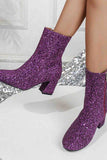 Amozae-Sequined Block Heels Ankle Heels